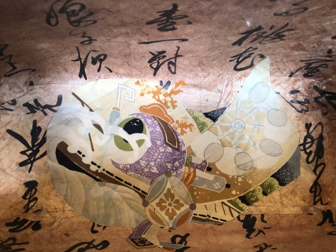 一閑張り　一閑張りバック　【大】縮緬　大正縮緬　錦紗縮緬　犬張子　狛犬