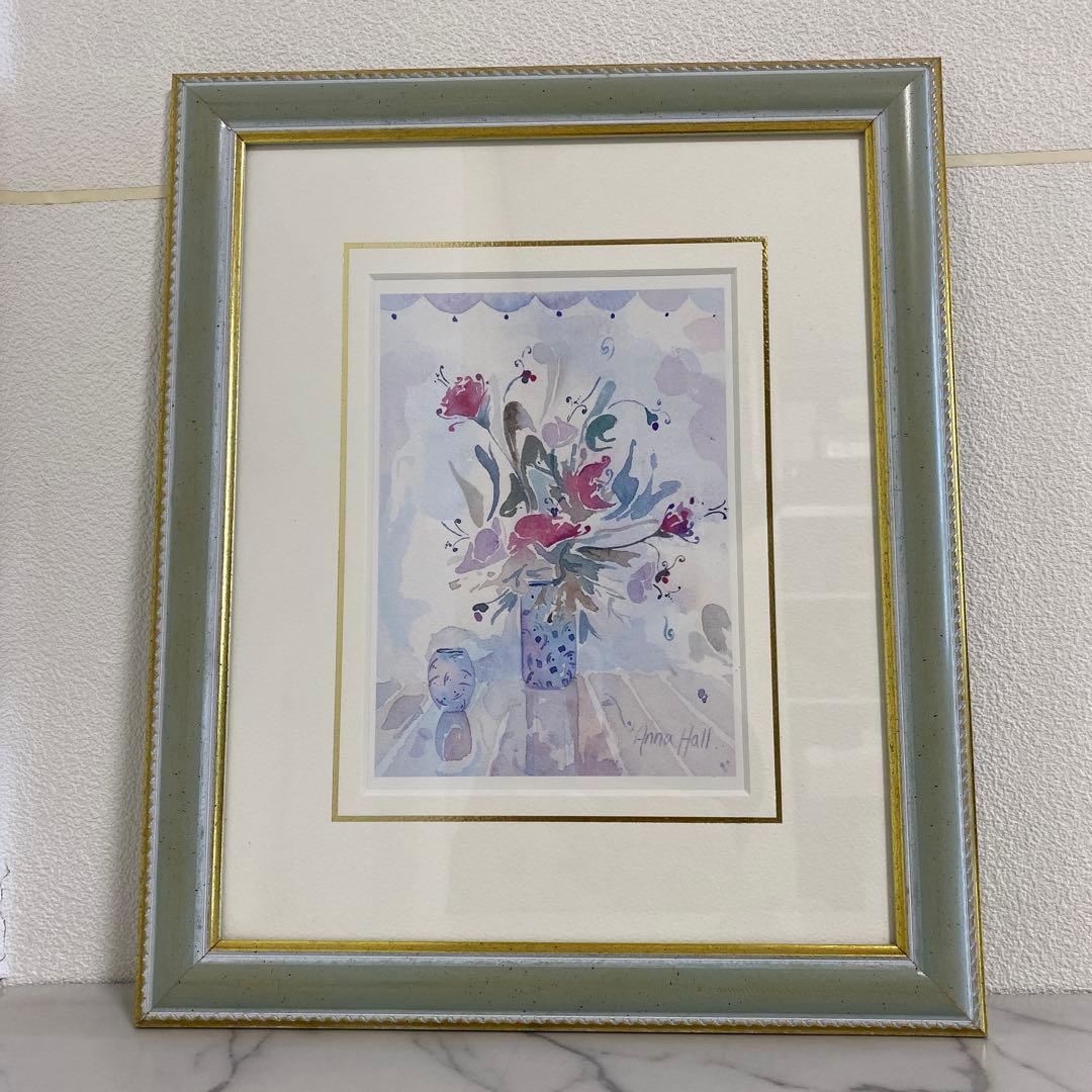 Anna Hall アンナホール　花さし　アート作品 リトグラフ